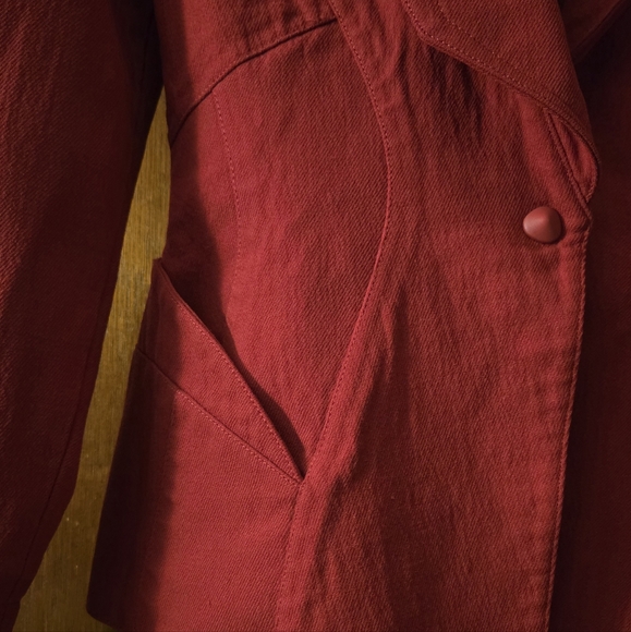 Vintage Thierry Mugler Red Wool Hourglass Blazer Jacket - Picture 3 of 16